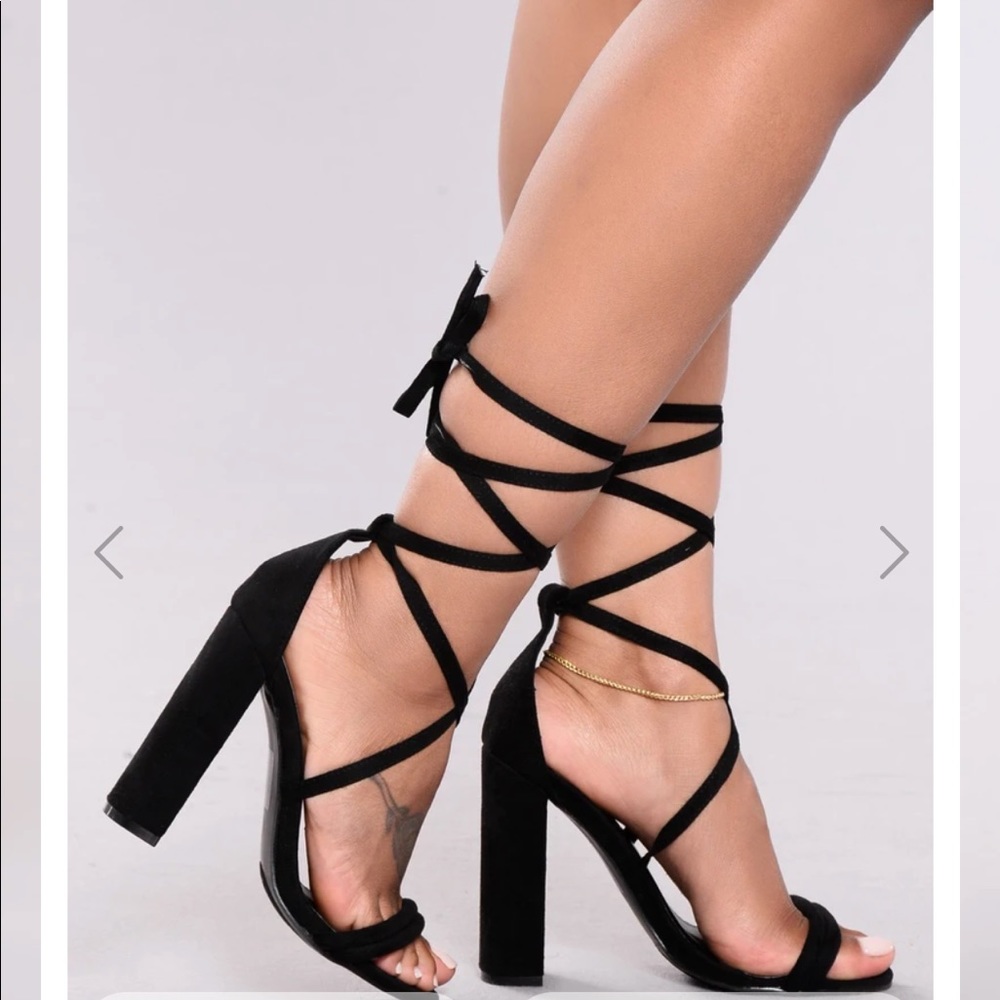 Black heels tie up